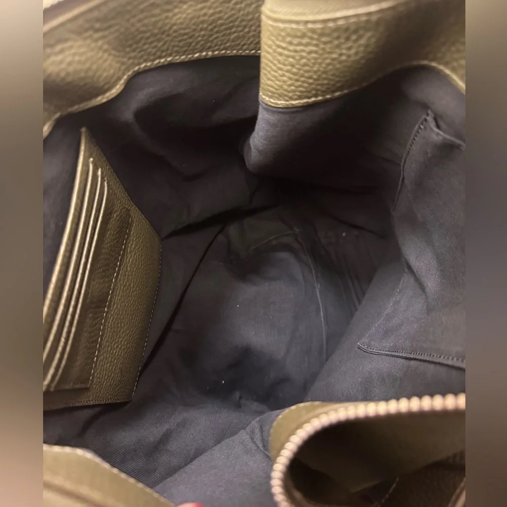 AllSaints Olive Green Textured Leather Backpack